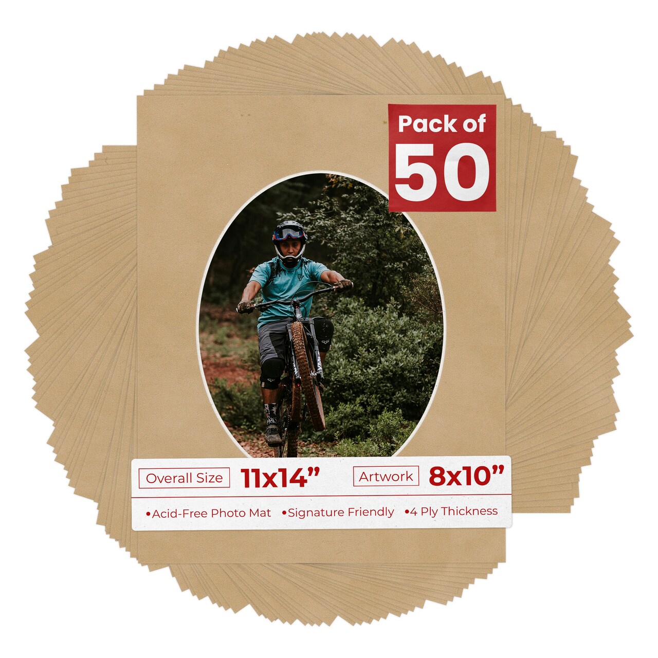 Beige Suede Mat Board for 11x14 Frames - Oval Opening for 8x10 Photos